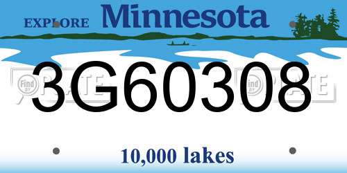 3G60308 Minnesota License Plate
