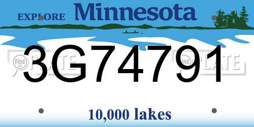 3G74791 Minnesota License Plate