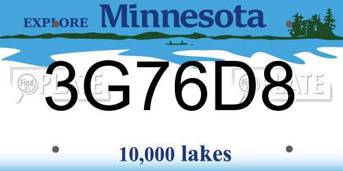3G76D8 Minnesota License Plate
