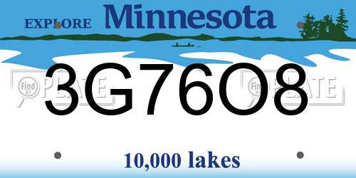 3G76O8 Minnesota License Plate