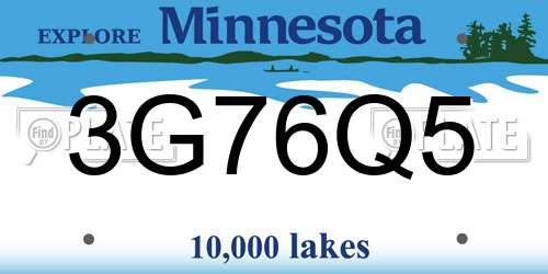 3G76Q5 Minnesota License Plate