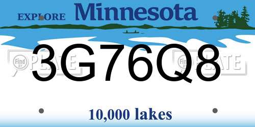3G76Q8 Minnesota License Plate