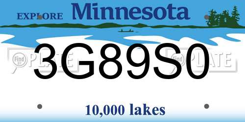 3G89S0 Minnesota License Plate