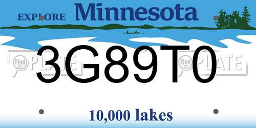 3G89T0 Minnesota License Plate