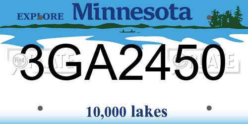 3GA2450 Minnesota License Plate