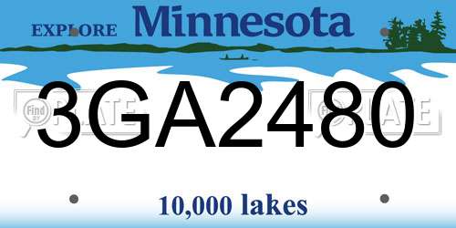 3GA2480 Minnesota License Plate