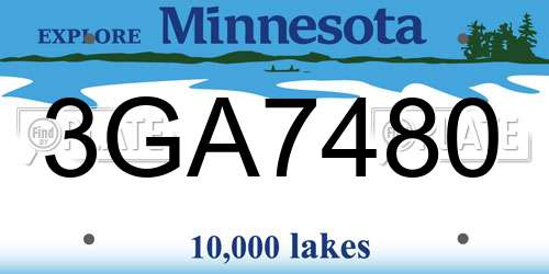 3GA7480 Minnesota License Plate