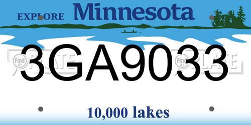 3GA9033 Minnesota License Plate