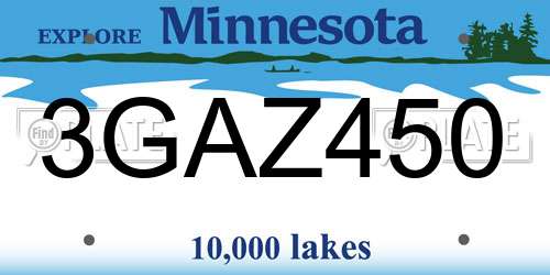 3GAZ450 Minnesota License Plate