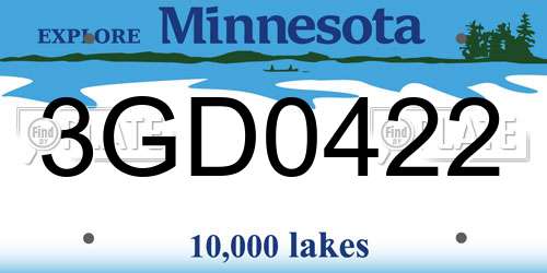 3GD0422 Minnesota License Plate