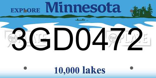 3GD0472 Minnesota License Plate