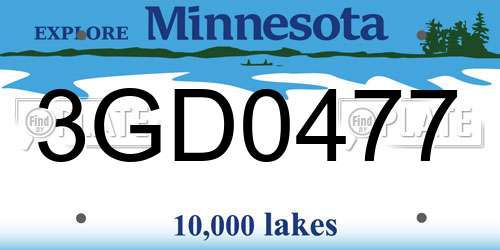 3GD0477 Minnesota License Plate