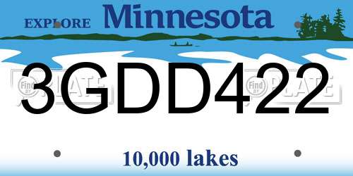 3GDD422 Minnesota License Plate