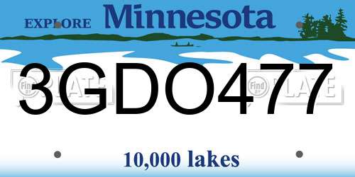 3GDO477 Minnesota License Plate