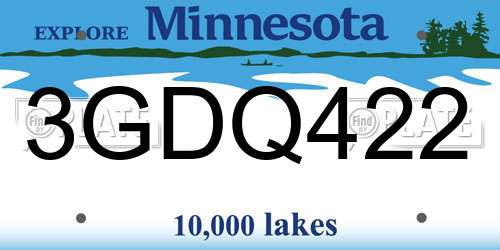 3GDQ422 Minnesota License Plate