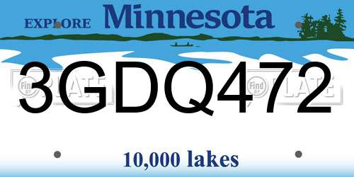 3GDQ472 Minnesota License Plate