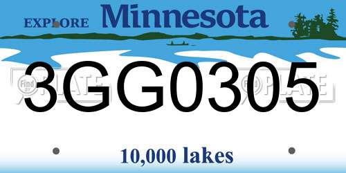 3GG0305 Minnesota License Plate