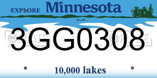 3GG0308 Minnesota License Plate