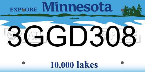 3GGD308 Minnesota License Plate