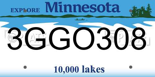 3GGO308 Minnesota License Plate