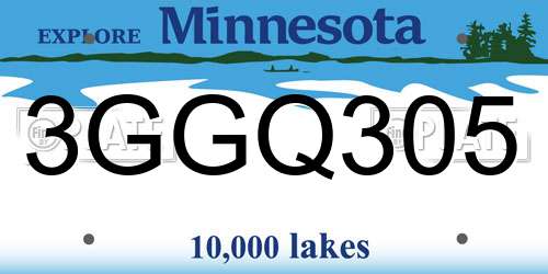 3GGQ305 Minnesota License Plate