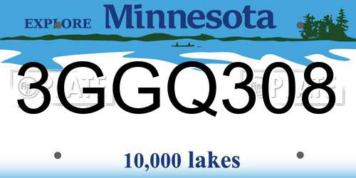 3GGQ308 Minnesota License Plate