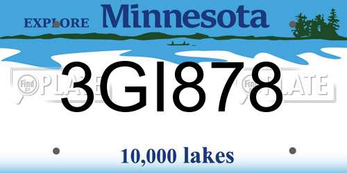 3GI878 Minnesota License Plate