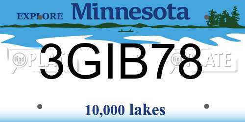 3GIB78 Minnesota License Plate