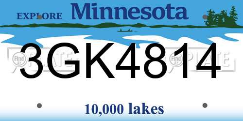 3GK4814 Minnesota License Plate
