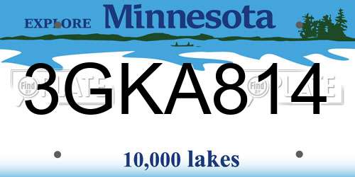 3GKA814 Minnesota License Plate