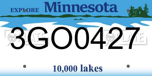 3GO0427 Minnesota License Plate
