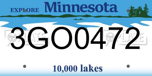 3GO0472 Minnesota License Plate