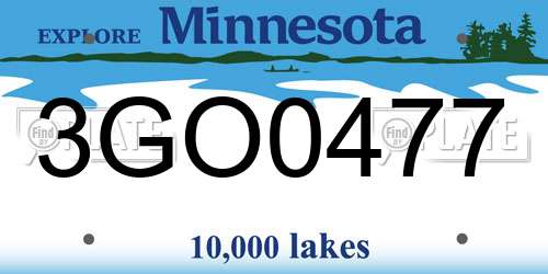 3GO0477 Minnesota License Plate