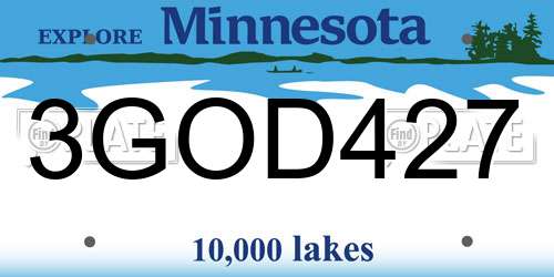 3GOD427 Minnesota License Plate
