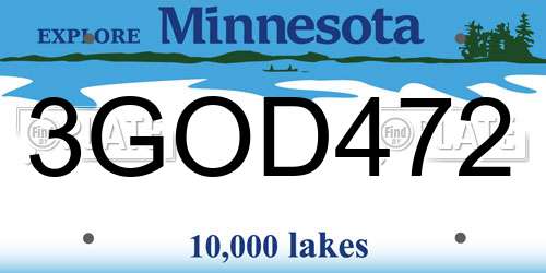 3GOD472 Minnesota License Plate