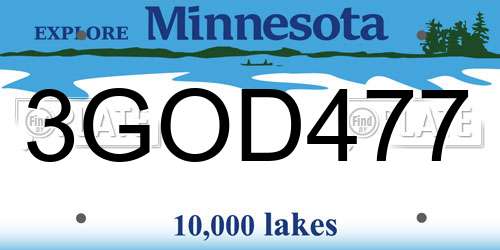 3GOD477 Minnesota License Plate