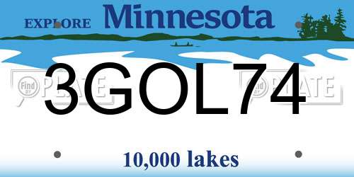 3GOL74 Minnesota License Plate