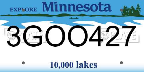 3GOO427 Minnesota License Plate