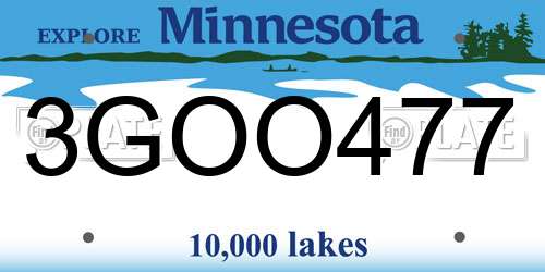 3GOO477 Minnesota License Plate