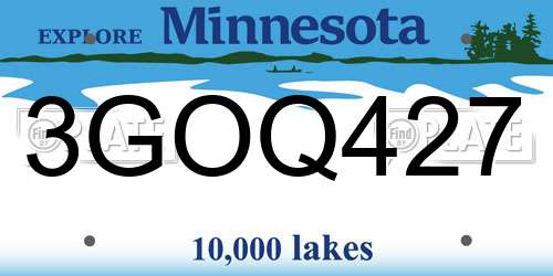 3GOQ427 Minnesota License Plate