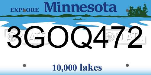 3GOQ472 Minnesota License Plate