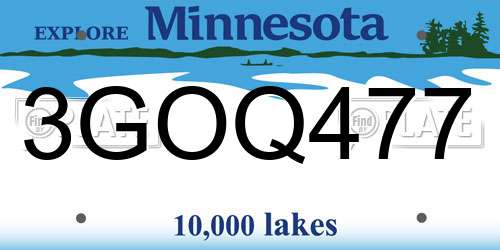 3GOQ477 Minnesota License Plate