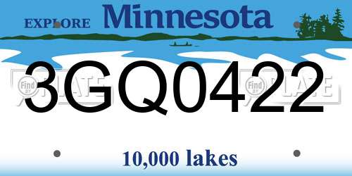 3GQ0422 Minnesota License Plate