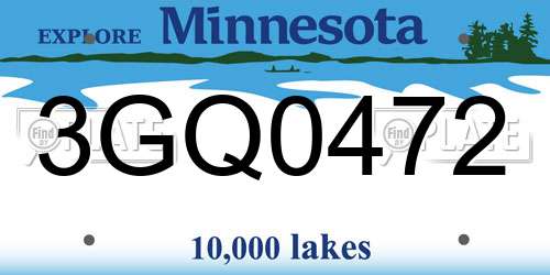 3GQ0472 Minnesota License Plate