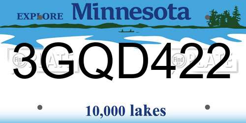 3GQD422 Minnesota License Plate
