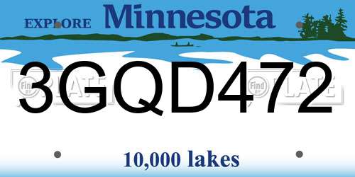 3GQD472 Minnesota License Plate