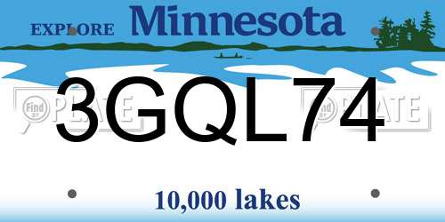 3GQL74 Minnesota License Plate