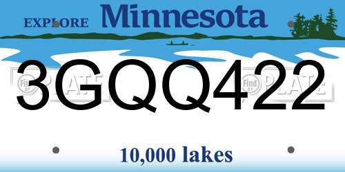 3GQQ422 Minnesota License Plate