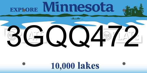 3GQQ472 Minnesota License Plate