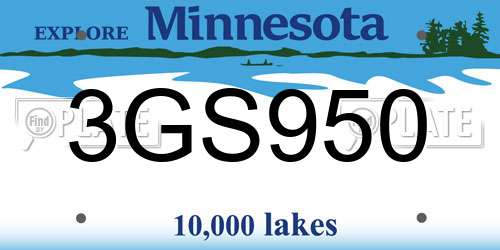 3GS950 Minnesota License Plate